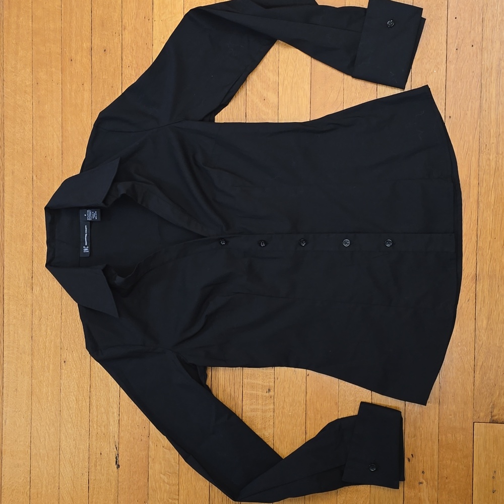 INC International Concepts, Fitted Button Down Shirt, Black, EUC Women's 2